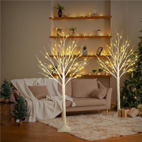 New 2-Pack 4FT Lighted Birch Tree (Higher Size & Floor Standing),Birch Christmas - Picture 2 of 7